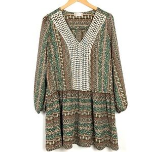 Altar'd State Floral Crochet Dress Sm Long Sleeve